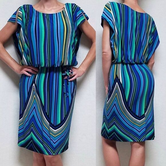 𝅺VINTAGE 90s Olivia Matthews Psychedelic Dress - Picture 1 of 16